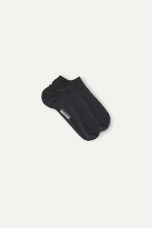 Dark Grey Men's Intimissimi No-show in Supima® Cotton Socks | AU1236JJE