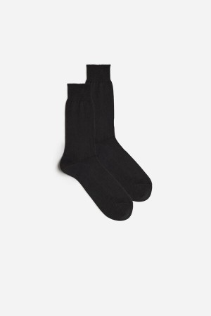 Dark Grey Men's Intimissimi Short Chashmere-Silk-Cotton Socks | AU1223RWH
