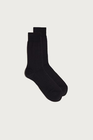Dark Grey Men's Intimissimi Short Sateen Egyptian Cotton Socks | AU1232DNN