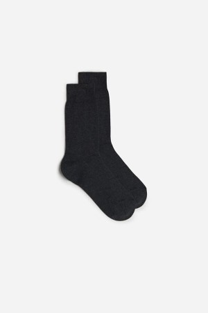 Dark Grey Men's Intimissimi Short Warm Cotton Socks | AU1224TVJ