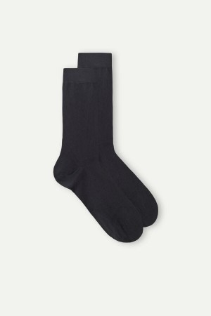Dark Grey Men's Intimissimi Short in Stretch Supima® Cotton Socks | AU1209HKW