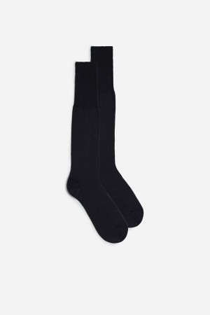Dark Grey Men's Intimissimi Tall Sateen Egyptian Cotton Socks | AU1275RWH