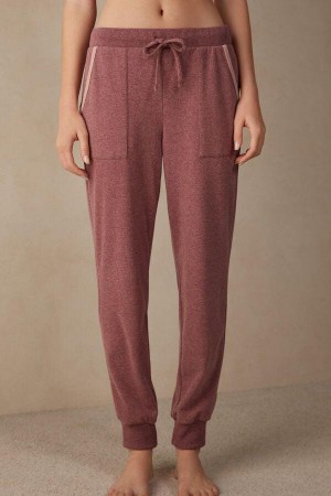 Dark Pink Women's Intimissimi Winter Candies Full Length Cuffed Pants Pajamas | AU1988GLQ