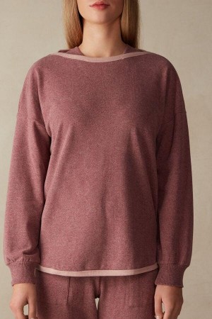 Dark Pink Women's Intimissimi Winter Candies Long Sleeve Top Pajamas | AU1892VDO