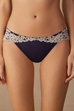 Deep Blue / Light Yellow Women's Intimissimi Pretty Flowers Panties | AU1625HKW