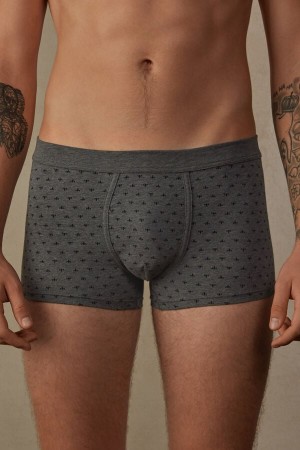 Deep Grey Men's Intimissimi Lily in Stretch Supima® Cotton Boxer | AU1433YUK