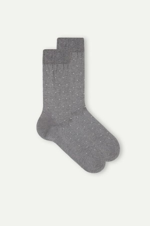 Deep Grey Men's Intimissimi Men’s Short in Patterned Lisle Cotton Socks | AU1202ORX