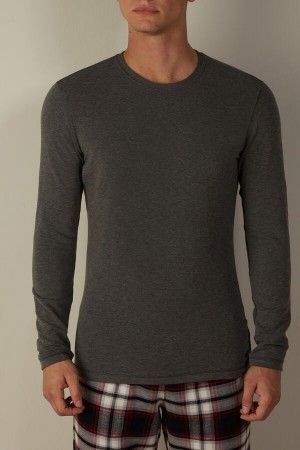 Deep Grey Men's Intimissimi Modal-Cashmere Top Long Sleeve | AU1091WYF