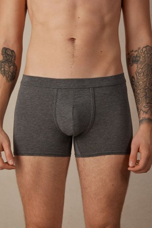 Deep Grey Men's Intimissimi Natural Fresh Supima® Cotton Boxer | AU1377WYF