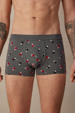 Deep Grey Men's Intimissimi Ping Pong in Stretch Supima® Cotton Boxer | AU1380TVJ