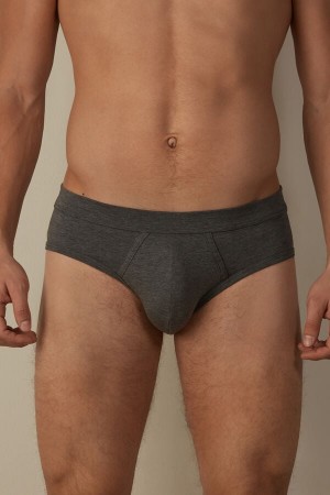 Deep Grey Men's Intimissimi Supima® Cotton Briefs | AU1333PQC