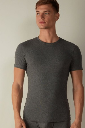 Deep Grey Men's Intimissimi in Stretch Supima® Cotton T Shirts | AU1012QZD