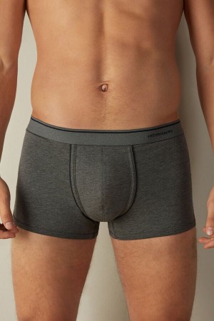 Deep Grey / Blue Men's Intimissimi Supima® Cotton Boxer | AU1461ISZ
