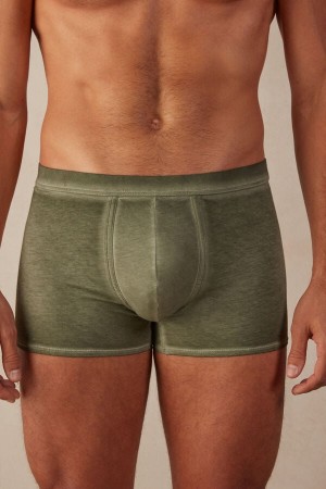 Green Men's Intimissimi Natural Fresh Supima® Cotton Boxer | AU1378EXG
