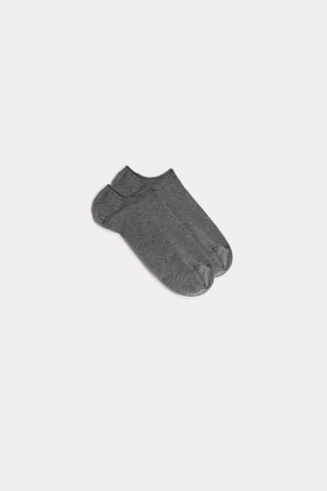 Grey Men's Intimissimi Cotton Footsies Socks | AU1248EXG