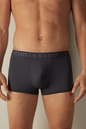 Grey Men's Intimissimi Microfiber Logo Shorts Boxer | AU1417HKW