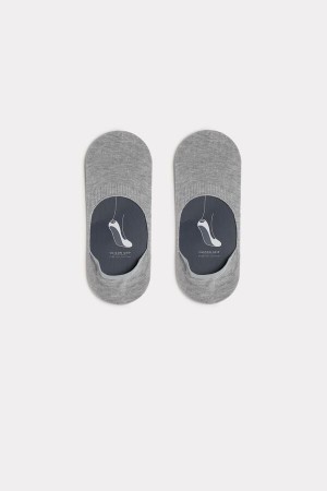 Grey Men's Intimissimi Stretch Cotton Footlet Socks | AU1253ISZ