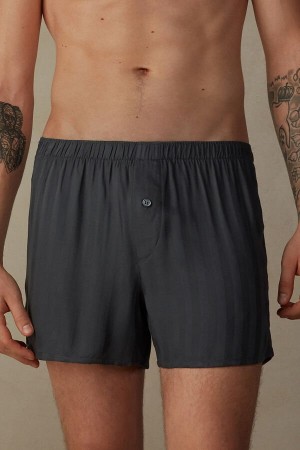 Grey Men's Intimissimi Woven Modal Boxer | AU1431RWH