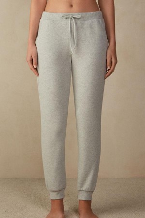 Grey Women's Intimissimi Warm Cuddles Full Length Cuffed Pants Pajamas | AU1985SOB