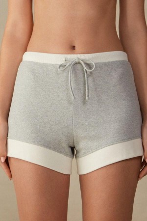 Grey / White Women's Intimissimi Warm Cuddles Shorts Pajamas | AU2057YUK