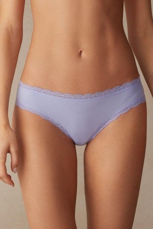 Lavender Women's Intimissimi Cotton and Lace Panties | AU1655ZGY