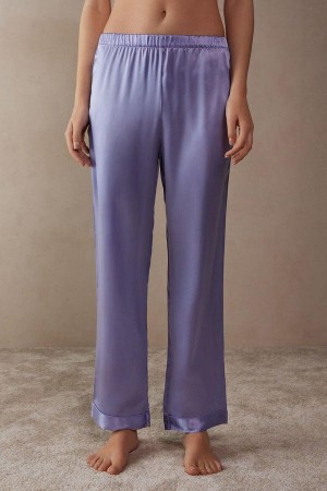 Lavender Women's Intimissimi Silk Satin Pants Pajamas | AU2007ISZ