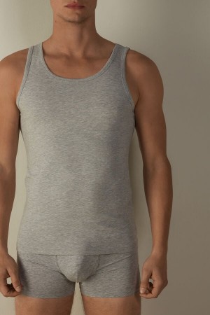 Light Grey Men's Intimissimi Crew Neck Tank Top | AU1008VDO