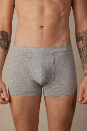 Light Grey Men's Intimissimi Natural Fresh Supima® Cotton Boxer | AU1466DNN