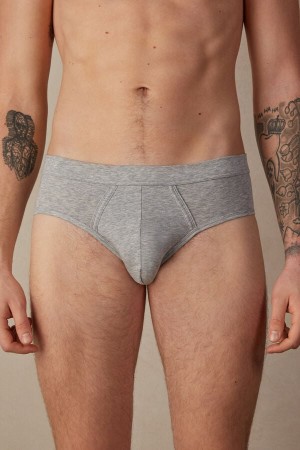 Light Grey Men's Intimissimi Natural Fresh Supima® Cotton Briefs | AU1340JJE