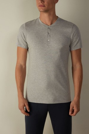 Light Grey Men's Intimissimi Short-Sleeved Supima® Cotton T Shirts | AU1048APV