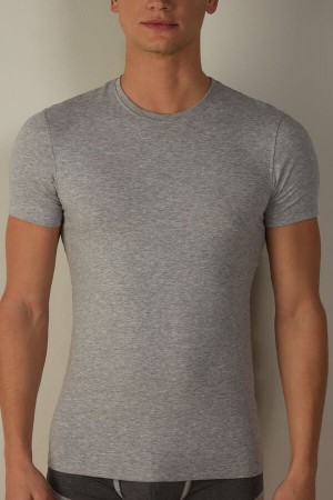 Light Grey Men's Intimissimi in Stretch Supima® Cotton T Shirts | AU1028JJE