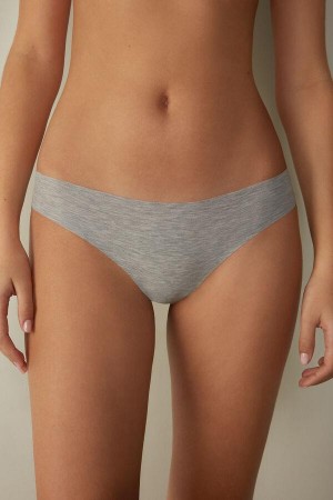 Light Grey Women's Intimissimi Seamless Supima® Cotton Brazilian Panties | AU1476VDO