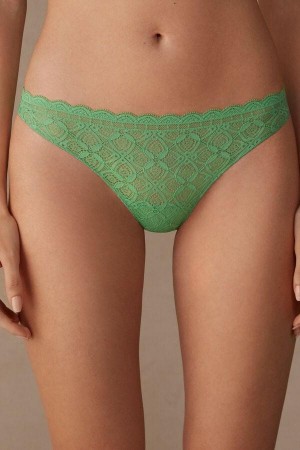 Mint Women's Intimissimi Lace and Microfiber Brazilian Panties | AU1551ZGY