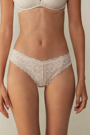 Pink Women's Intimissimi 80s-style Lace Brazilian Panties | AU1525ZGY