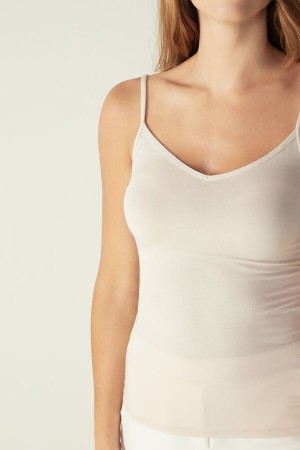 Pink Women's Intimissimi Modal Tank Top | AU2364FMD