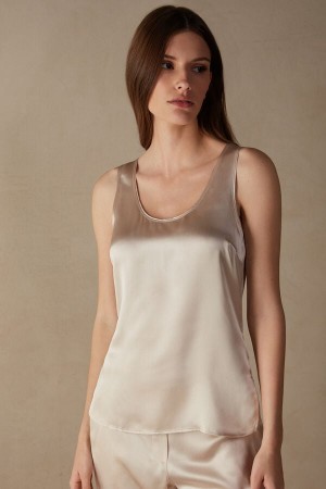 Pink Women's Intimissimi Silk and Modal Tank Top | AU2322RWV