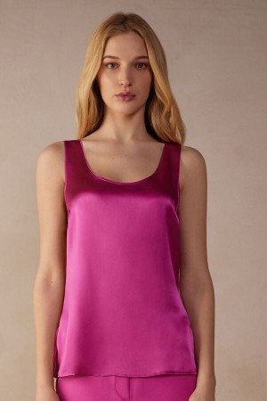 Pink Women's Intimissimi Silk and Modal Tank Top | AU2279ZGY