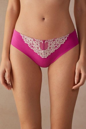 Pink / White Women's Intimissimi Pretty Flowers Seamless Cotton Panties | AU1675FMM