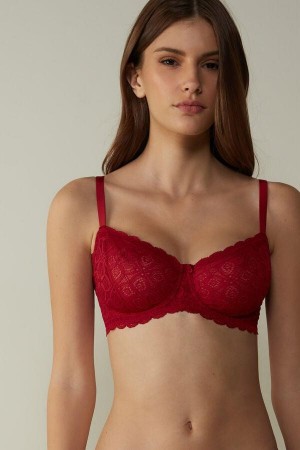 Red Women's Intimissimi Daniela Balconette in Lace Bras | AU2965WYH