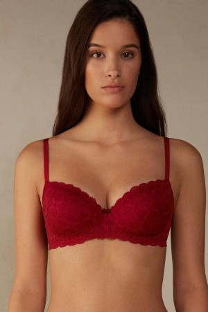 Red Women's Intimissimi Sofia Balconette in Lace Bras | AU3008RWU