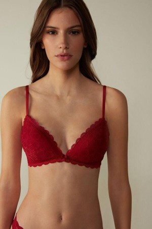 Red Women's Intimissimi Tiziana Triangle in Lace Bras | AU2640NBE