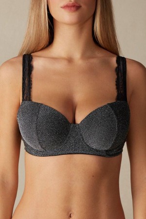 Silver Women's Intimissimi Shimmer All Night Love Sofia Balconette Bras | AU3009EXI
