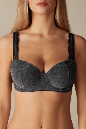 Silver Women's Intimissimi Shimmer All Night Love Sofia Balconette Bras | AU2521DNF
