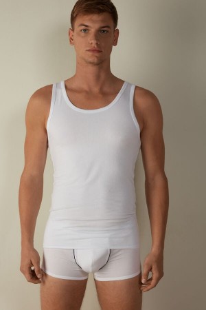 White Men's Intimissimi Crew Neck Tank Top | AU1005ZGY