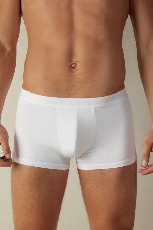 White Men's Intimissimi Microfiber Logo Shorts Boxer | AU1455WYF