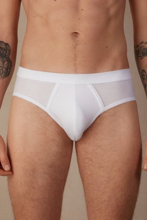 White Men's Intimissimi Natural Fresh Supima® Cotton Briefs | AU1339HKW