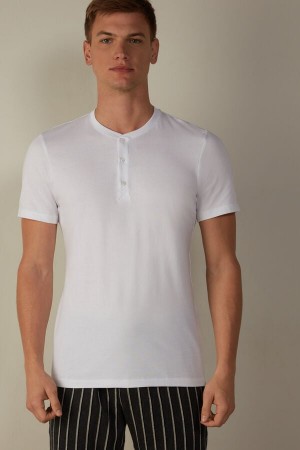 White Men's Intimissimi Short-Sleeved Supima® Cotton T Shirts | AU1049SOB