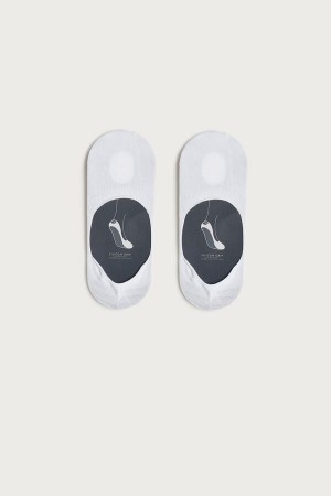 White Men's Intimissimi Stretch Cotton Footlet Socks | AU1252UTL