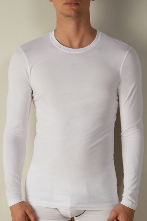 White Men's Intimissimi Stretch Supima Cotton Top Long Sleeve | AU1112VDO