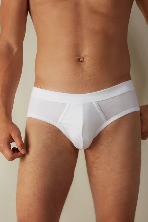 White Men's Intimissimi Supima® Cotton Briefs | AU1366JJE